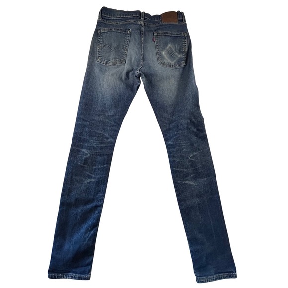 VTG Big E Levi's 510 Skinny Fit Jeans Men's W33 L34 Blue Distressed Denim Faded - Picture 2 of 9